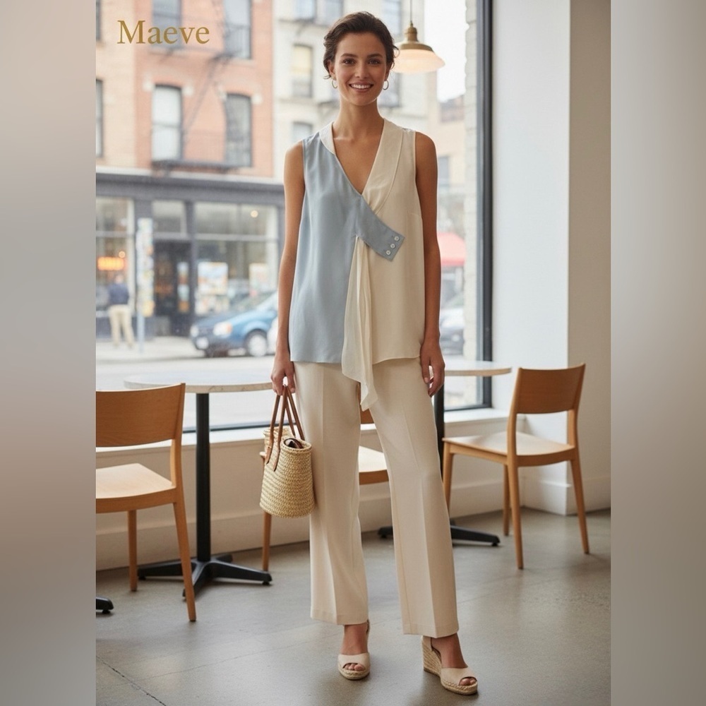 Maeve Anthropologie Color block Drapey Dyad Silk Tank size 12